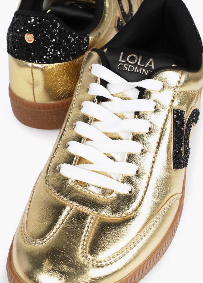 Metallic trainers with glitter-effect details
