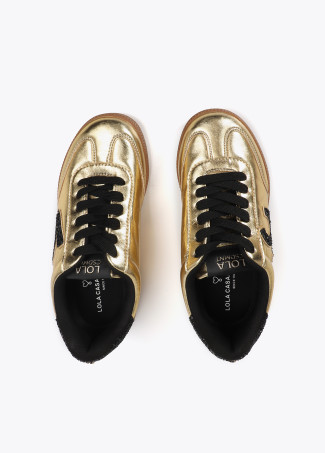 Metallic trainers with glitter-effect details