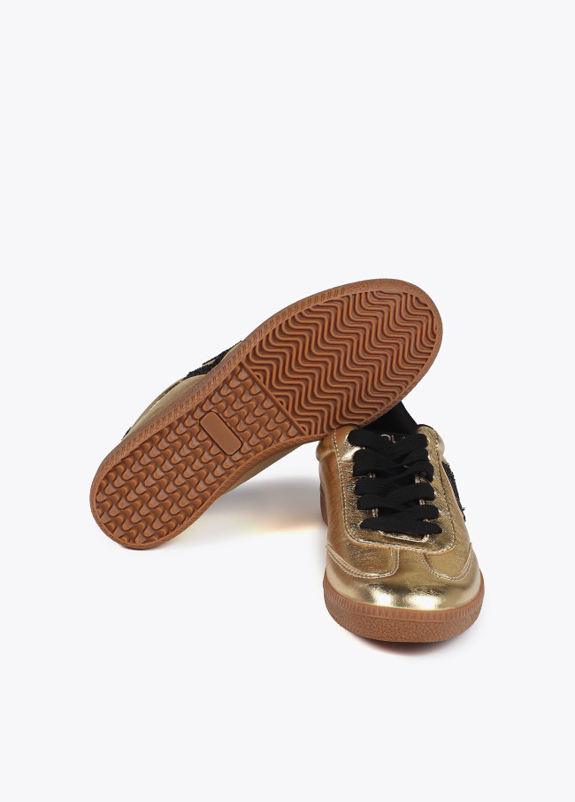 Metallic trainers with glitter-effect details
