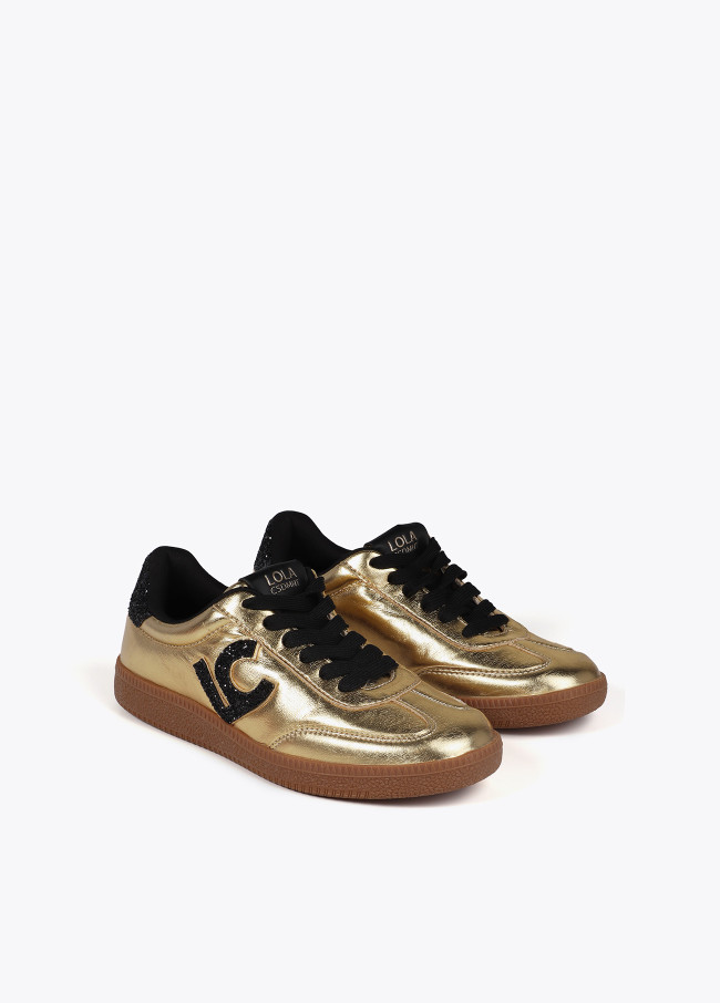 Metallic trainers with glitter-effect details