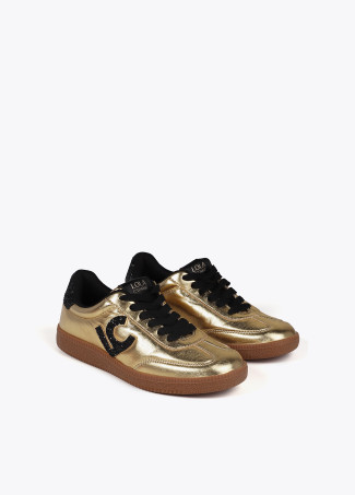 Metallic trainers with glitter-effect details
