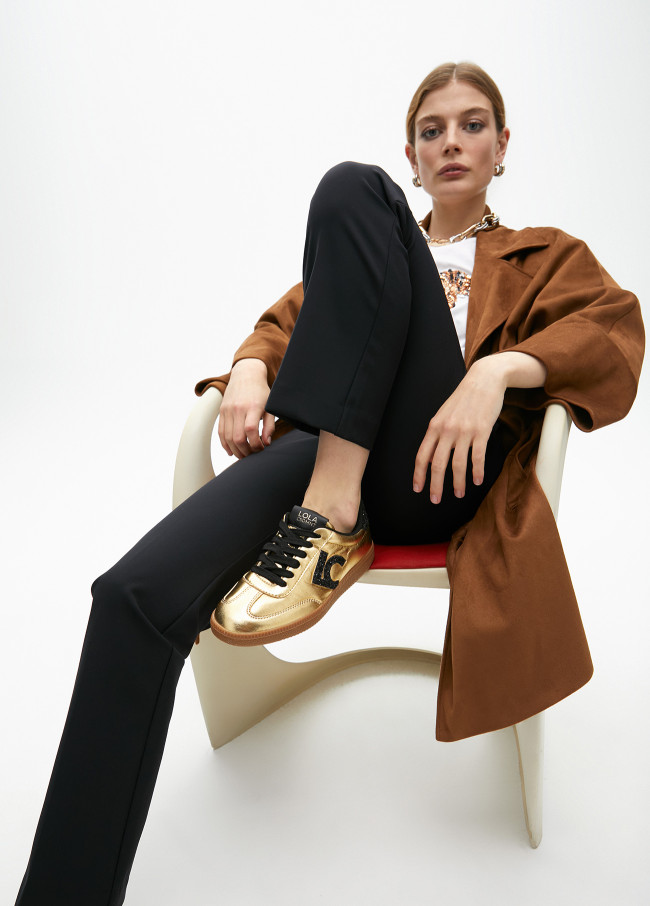 Metallic trainers with glitter-effect details