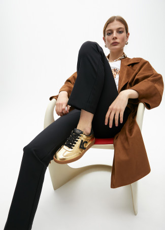 Metallic trainers with glitter-effect details