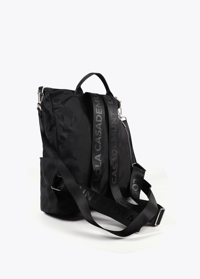 Nylon backpack in matching camouflage jacquard.