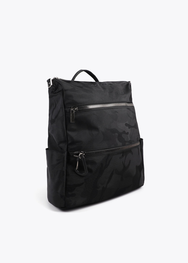 Sac à dos jacquard en nylon camouflage ton sur...