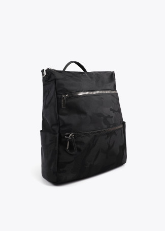 Nylon backpack in matching camouflage jacquard.