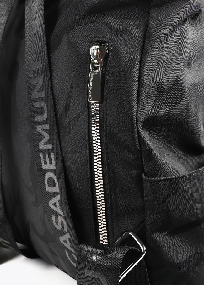 Sac à dos jacquard en nylon camouflage ton sur...