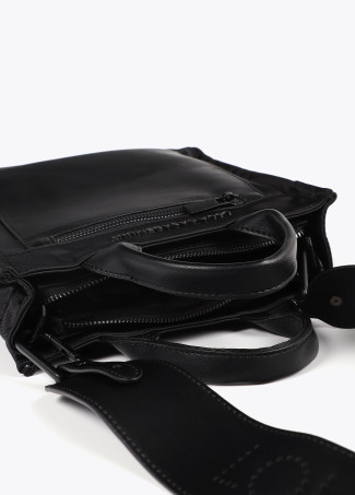 Bandolera de nylon combinada con efecto piel