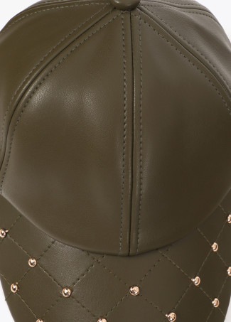 Leather-effect cap with stud detail