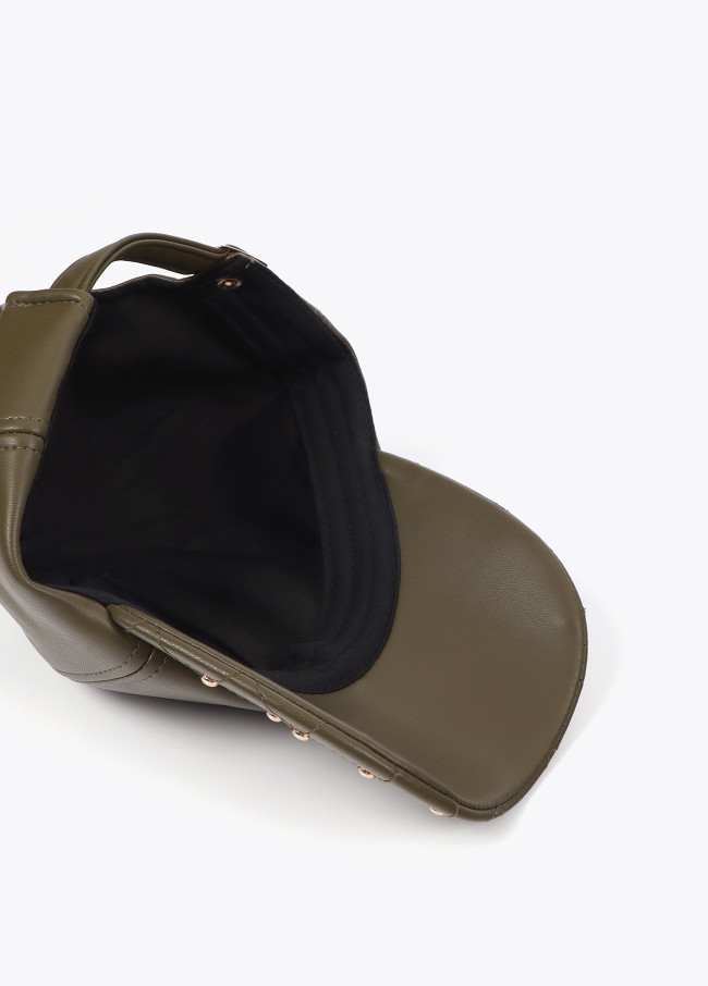 Leather-effect cap with stud detail