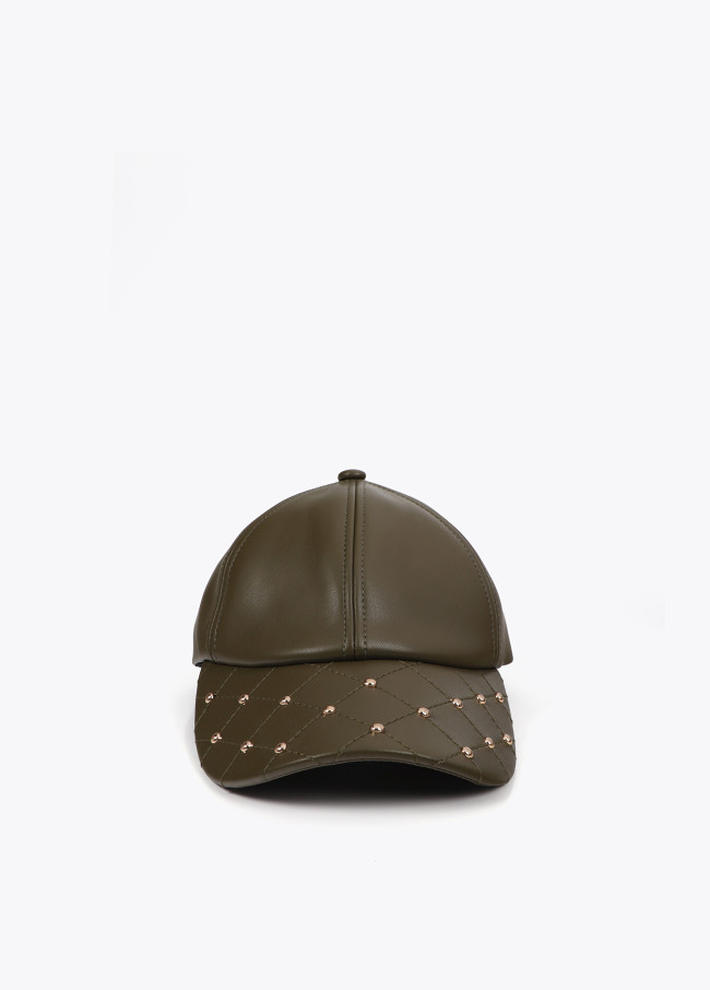 Leather-effect cap with stud detail
