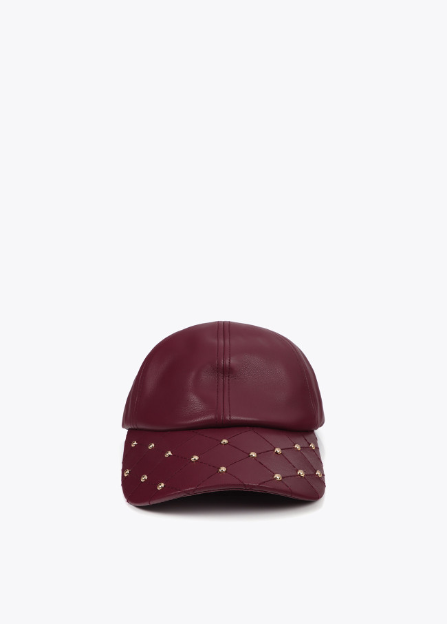 Leather-effect cap with stud detail