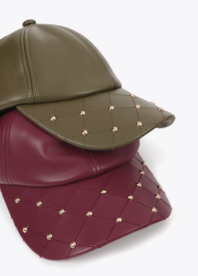 Leather-effect cap with stud detail