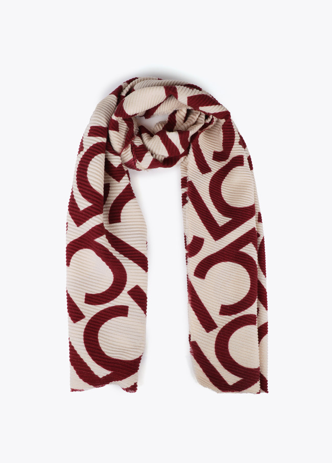Two-tone pleated LC scarf