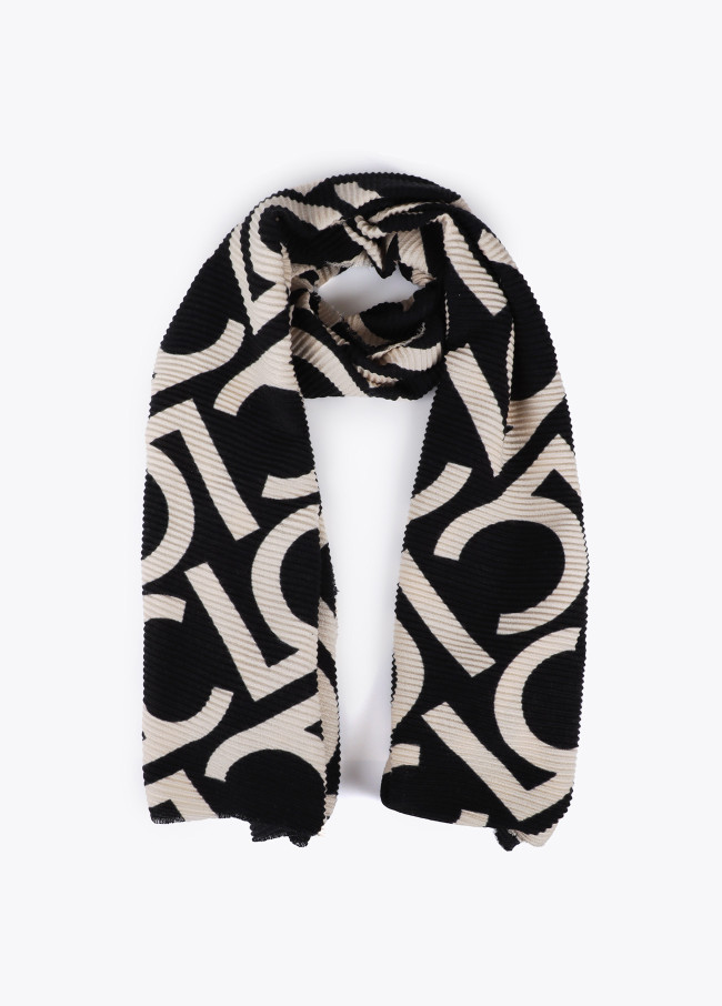 Two-tone pleated LC scarf