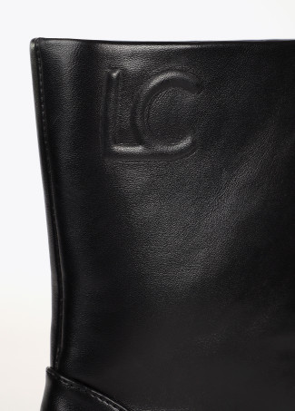 Ankle boots with pointed toe and metallic effect heel