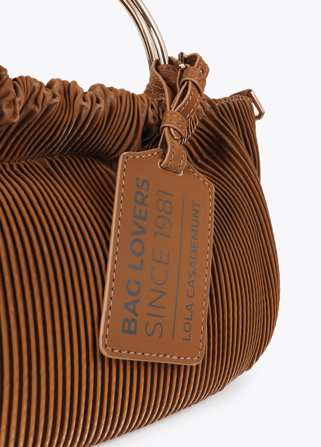 Small pleated rubberised faux leather bag with...