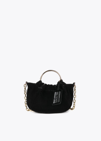 Small pleated rubberised faux leather bag with ‘”bag lovers” label