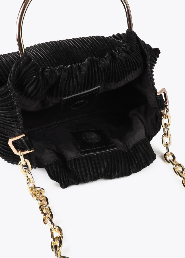 Petit Sac Plissé Effet Cuir avec Étiquette...