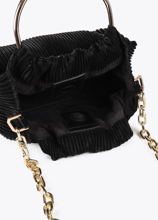 Petit Sac Plissé Effet Cuir avec Étiquette "Bags Lovers".