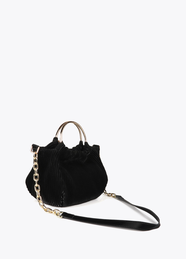 Petit Sac Plissé Effet Cuir avec Étiquette...