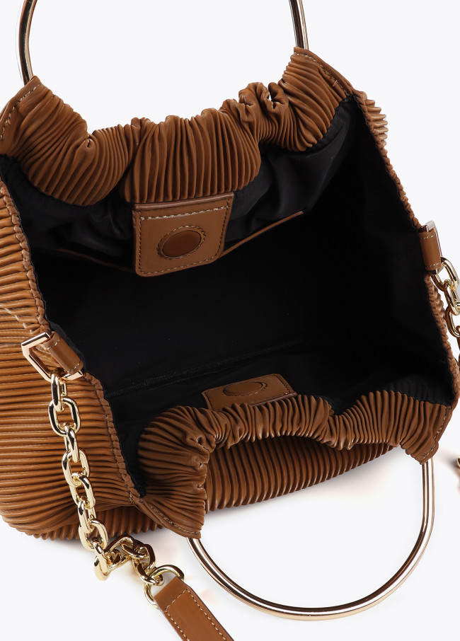 Pleated rubberised faux leather bag with ‘”bag...