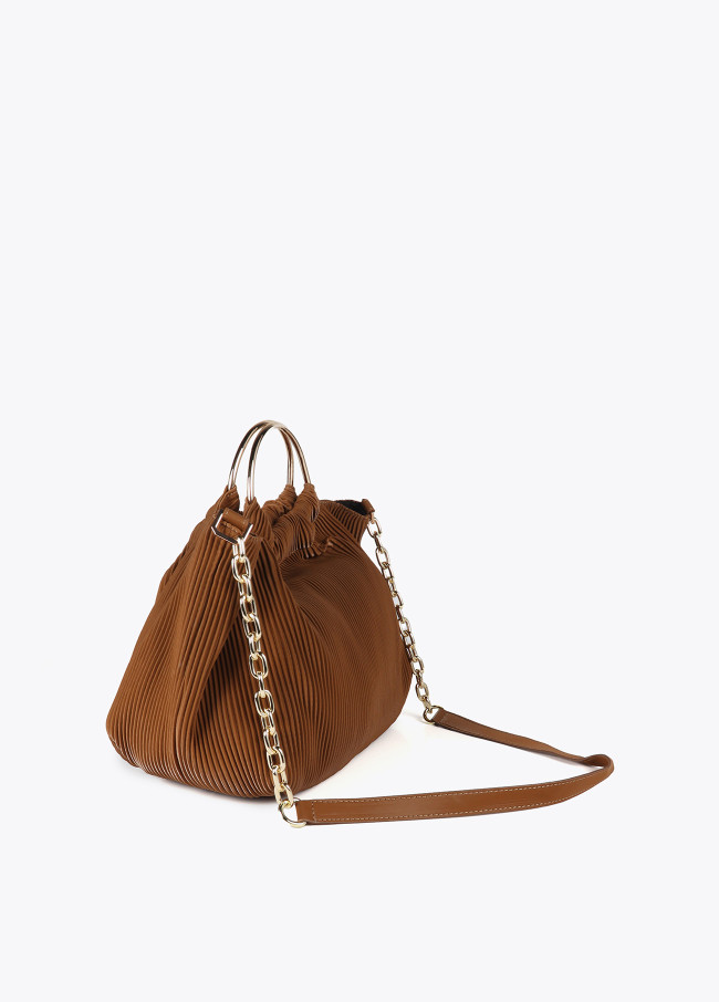 Pleated rubberised faux leather bag with ‘”bag...