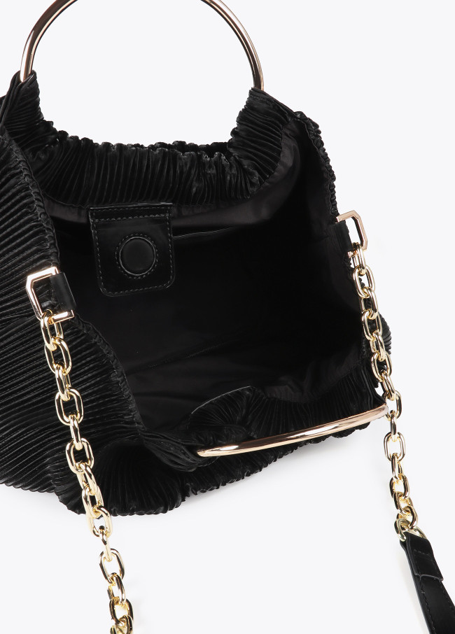 Pleated rubberised faux leather bag with ‘”bag...