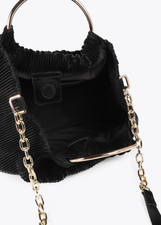 Sac Plissé Effet Cuir Enduit avec Étiquette "Bags Lovers"