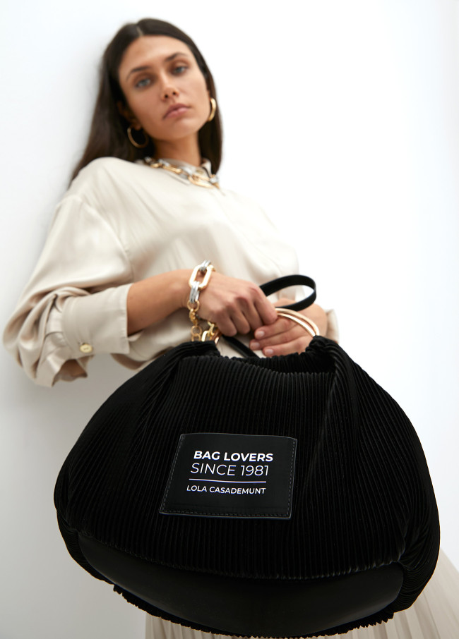 Sac Plissé Effet Cuir Enduit avec Étiquette...