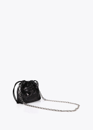Matte sequinned bucket bag