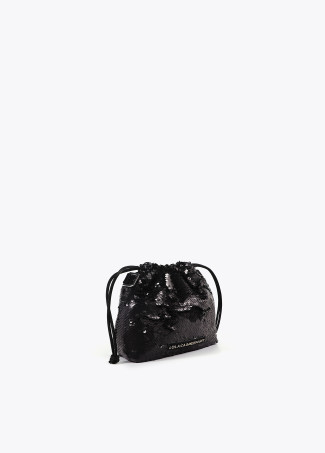 Matte sequinned bucket bag