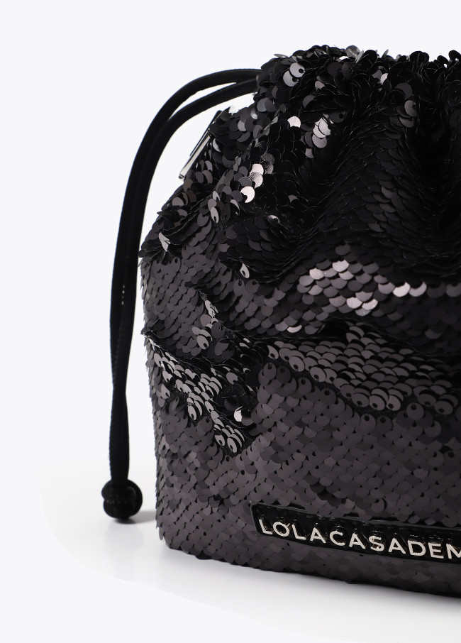 Matte sequinned bucket bag