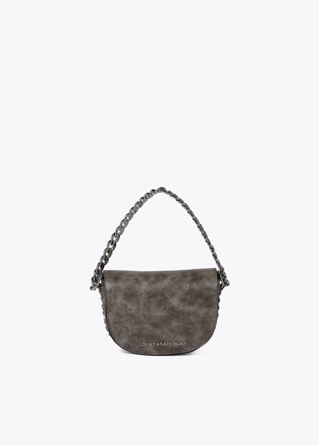 Distressed faux leather crossbody bag with flap...