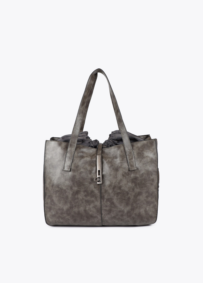 Bolsa shopper efeito pele desgastada com...