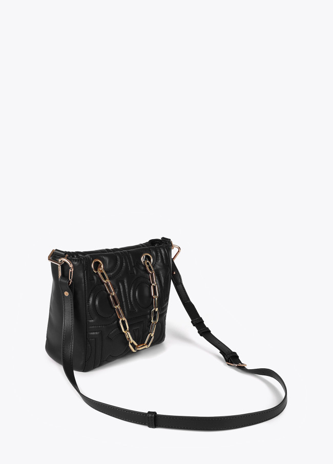 Mini quilted faux leather logo tote bag with...