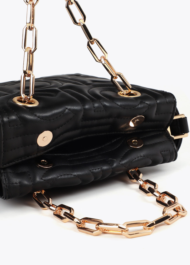 Mini quilted faux leather logo tote bag with...