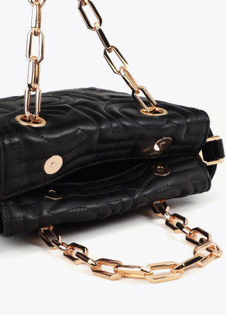 Mini quilted faux leather logo tote bag with mixed chain strap
