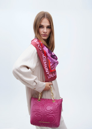 Mini quilted faux leather logo tote bag with mixed chain strap