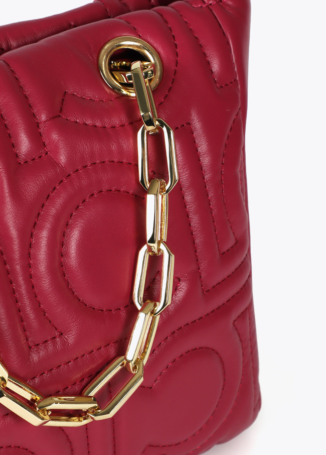 Mini quilted faux leather logo tote bag with...