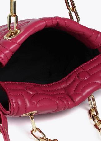 Mini quilted faux leather logo tote bag with mixed chain strap