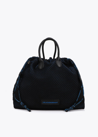 Bolso tejido rejilla interior azul