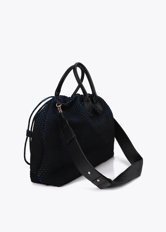 Bolso tejido rejilla interior azul