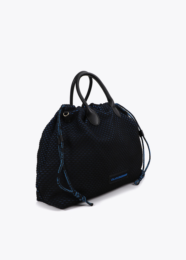 Bolso tejido rejilla interior azul