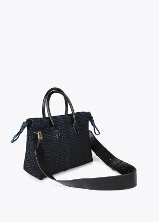 Borsa a tracolla in tessuto reticolare interno blu