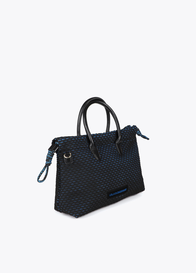 Borsa a tracolla in tessuto reticolare interno blu