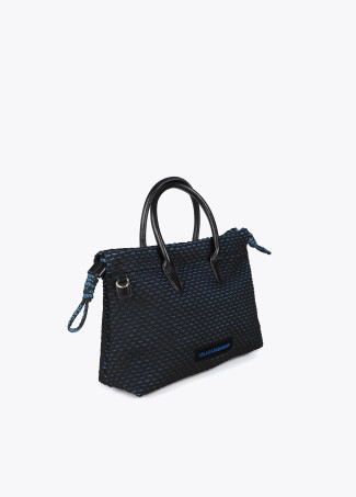Borsa a tracolla in tessuto reticolare interno blu