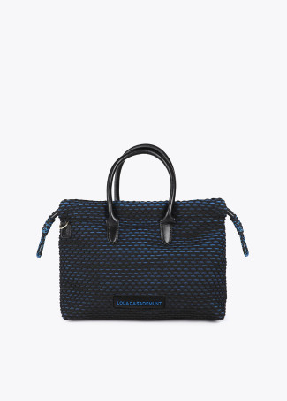 Borsa a tracolla in tessuto reticolare interno blu