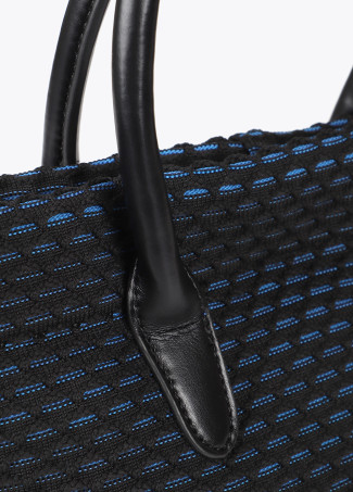 Borsa a tracolla in tessuto reticolare interno blu