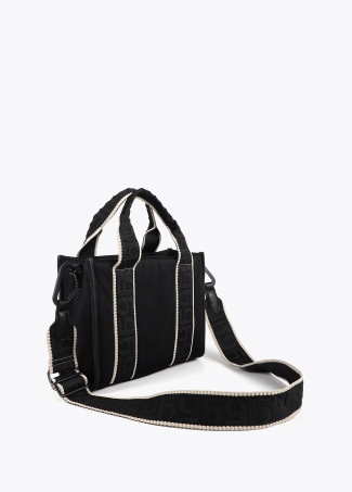 Mini shopper em tecido neoprene com logotipo de silicone tom sobre tom